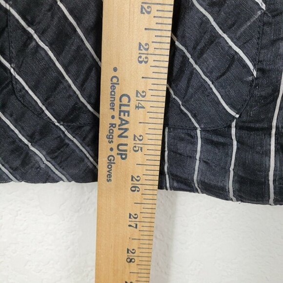 Chico's Size 2 Large Crinkle Linen Blend Jacket Blazer Lined Black White Striped - Picture 6 of 8